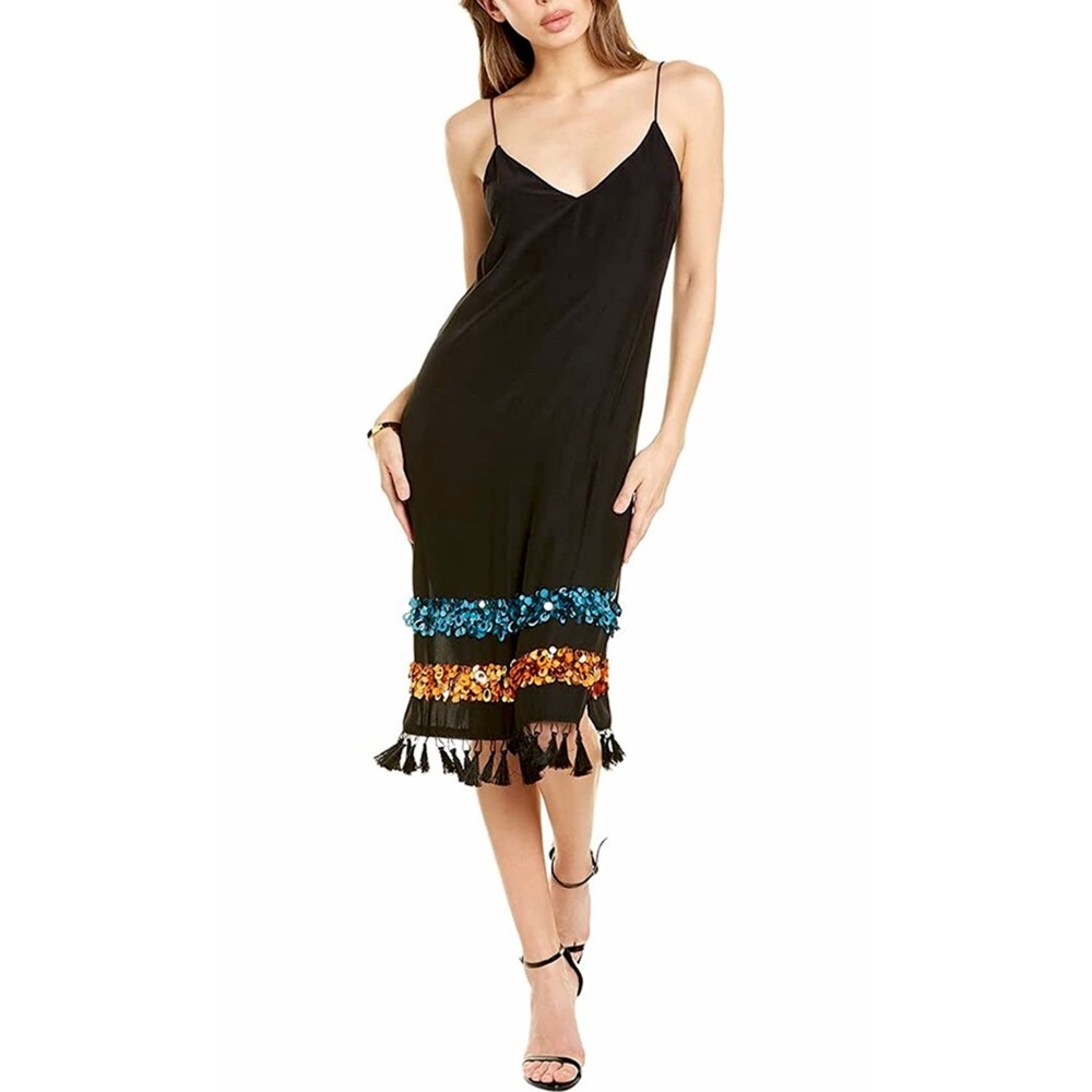 SACHIN + BABI • Bosphorus Silk Sleeveless Sequin Midi Slip Dress, 2 - Picture 9 of 16